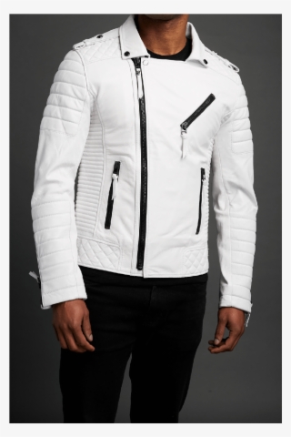 Bear- White Moto Sheepskin Leather Jacket - Leather Jacket