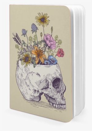 Dailyobjects Skull Vase A5 Notebook Plain Buy Online - Half Skull Flowers Metal Print By Rachel Caldwell
