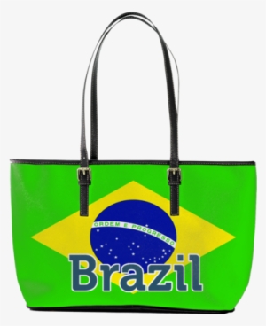 Brazil Flag Large Leather Tote - Brazil Flag