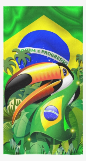 Toco Toucan With Brazil Flag Wall Tapestry - Small: