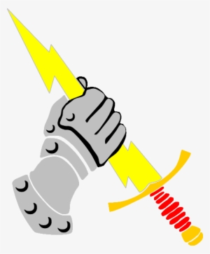 Hand Holding Lightning Sword Clip Art - Hand Holding Sword Clipart
