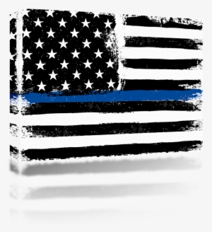 Police Flag Blue Line Grunge - Us Flag Grunge Vector