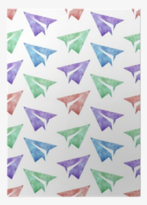 Seamless Watercolor Pattern With Paper Planes Colorful - Watercolor Painting
