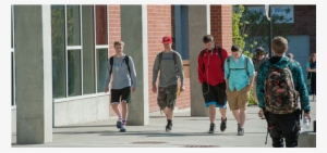 Five Students Walking Outside Of Music Building - Music