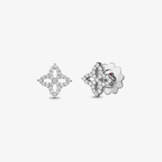 Roberto Coin 18kt Diamond Outline Small Flower Stud - Roberto Coin Princess Flower Diamond Stud Earrings