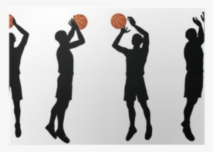 Basketball Players Silhouette Collection In Shoot Position - Basketball