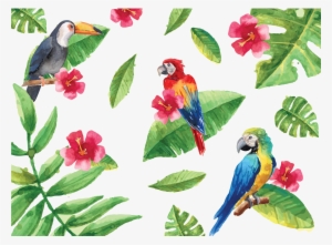 Tropical Birds - Minimalistic Wall Art - A5 Poster Groene Boho Bladeren