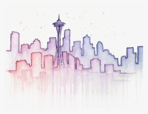 Bleed Area May Not Be Visible - Seattle Skyline Watercolor
