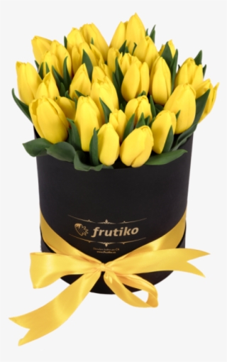 Black Box Oval Of Yellow Tulips - Tulip
