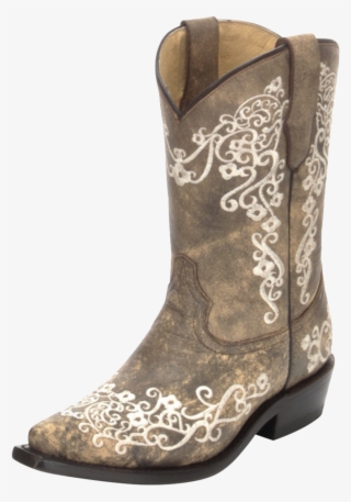 corral kid's brown/ bone embroidery cowgirl boots g1323 - cowboy boot