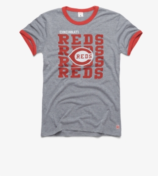 Women's Cincinnati Reds Repeat Ringer - Grey Ringer T Shirt
