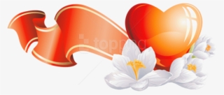 Free Png Heart Element With White Flowers Png - Clipart Flowers And Hearts