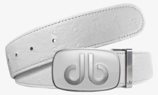 White Ostrich Texture Leather Strap With Db Classic - Belt