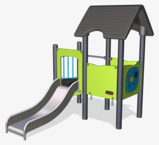 Double Playhouse With Balcony, Steel Posts, St - Playground Slide