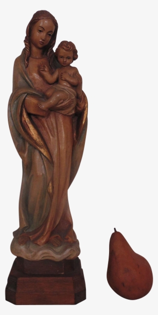 Large Vintage Carved Wood Madonna Virgin Mary & Baby - Wooden Virgin Mary Statue