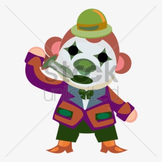 Circus Monkey With Clown Face Paint Performing With - Monkey On A Swing Cartoon