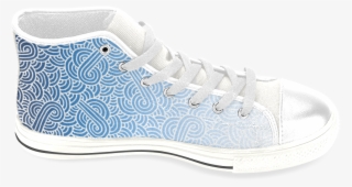ombre blue and white swirls doodles men's classic high - skate shoe