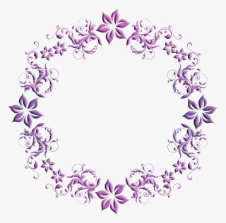 Purple And Pink Circular Flower Frame - Invitation