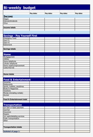 Full Size Of Weekly Budget Excel Spreadsheet Excellent - Downloadable Biweekly Budget Template