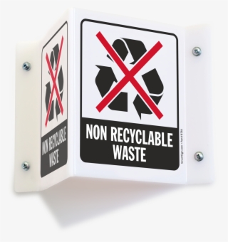 Non Recyclable Waste Projecting Recycling Sign - Honeysuckle White