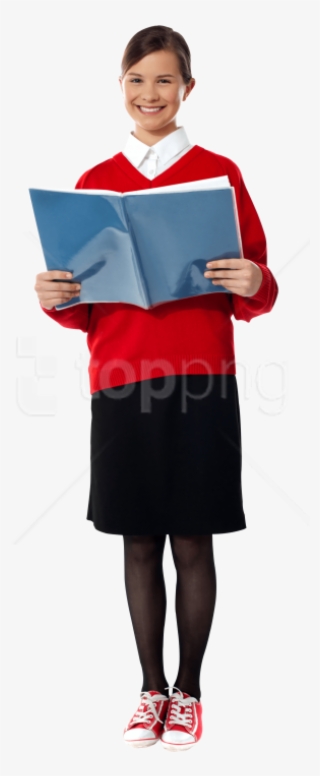 Free Png Young Girl Student Png Images Transparent - Student Reading Book Png
