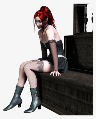 Hair,sitting,pensive - Girl Red Hair 3d