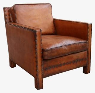 Nail Head Arm Chair In Distressed Leather - Club Chair
