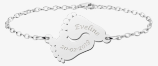 Silver Personalised Bracelet With Baby Feet - Baby Armbandje Met Naam