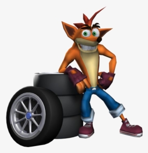 Crash Tag Team Racing Crash Bandicoot With Tires - Crash Tag Team Racing Png
