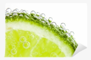 Slice Of Lime In The Water With Bubbles Wall Mural - Water