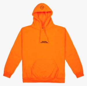Orange Back Printed Hoodie Orange Black Embroidered - Orange Hoodie