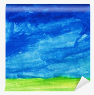 Abstract Hand Drawn Watercolor Background - Summer Landscape