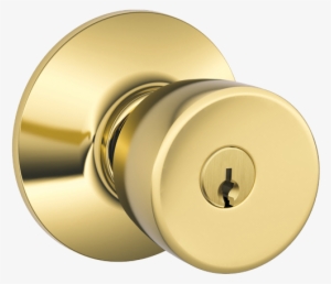 Byron Bright Brass Keyed Entry Door Knob - Schlage - F51a Series - Keyed Bell Door Knob