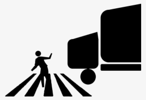Woman Pedestrian In Crosswalk Fears Truck - Pedestrian