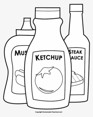 Free Bbq Clipart - Condiments Clipart Black And White