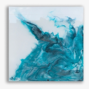 “blue Lightning” Fluid Acrylic Inks/resin Wood Block - Painting