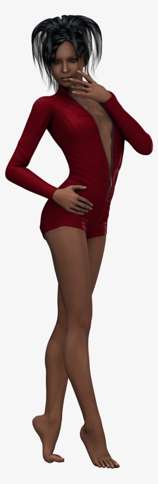 Sexy Digital Woman In Red Swimsuit - Cartoon