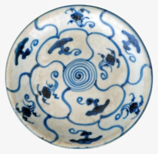Chinese Ming Porcelain Blue And White Dish With Fungus - Blue And White Porcelain
