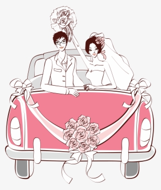 Collection Of Wedding Car Drawing High - Drawing Just Married Car