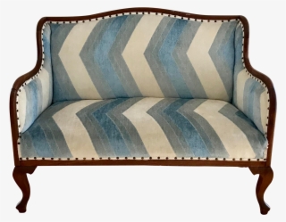 Vintage Chevron Fabric Upholstered Bench Settee On - Studio Couch