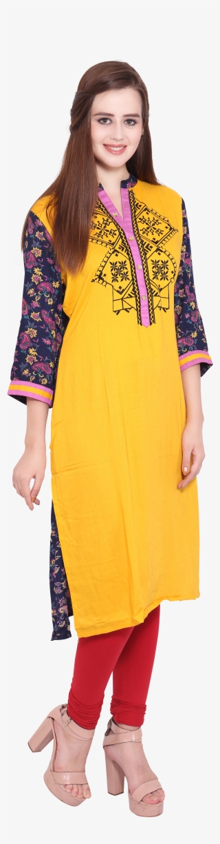 belomoda casual wear 3/4th sleeve embroidered yellow