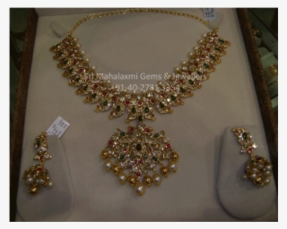 Mango Necklace Ruby Emerald Uncut Diamond - Necklace