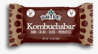 Vegan Kombucha Bar Dark Cacao 45g Front - Vegan Rob's Kombucha Bar