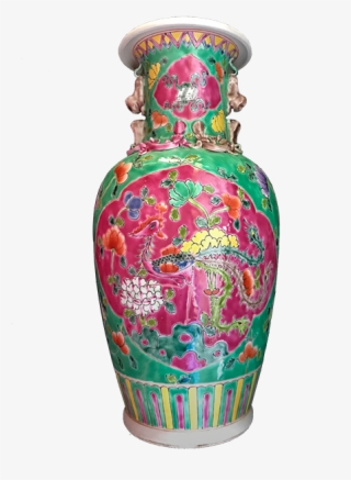 Green Vase With Phoenix Design - Porcelain