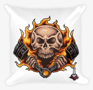 Piston Skull Pillow - Skull Piston Fire