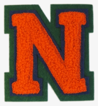 Machine Embroidered Varsity Letter N - Orange