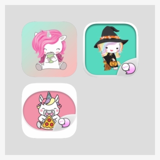 Unicorn Stickers & Keyboard Bundle Happy Set 4 - Cartoon