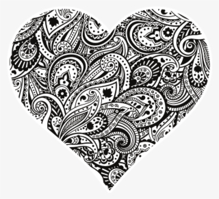 Paisley Heart Black And White - Paisley Pattern Designs