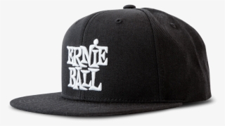 Black With White Stacked Ernie Ball Logo Hat Front - Hat