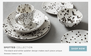The Black And White Splatter Design Makes Each Piece - West Elm Spotted Dinnerware